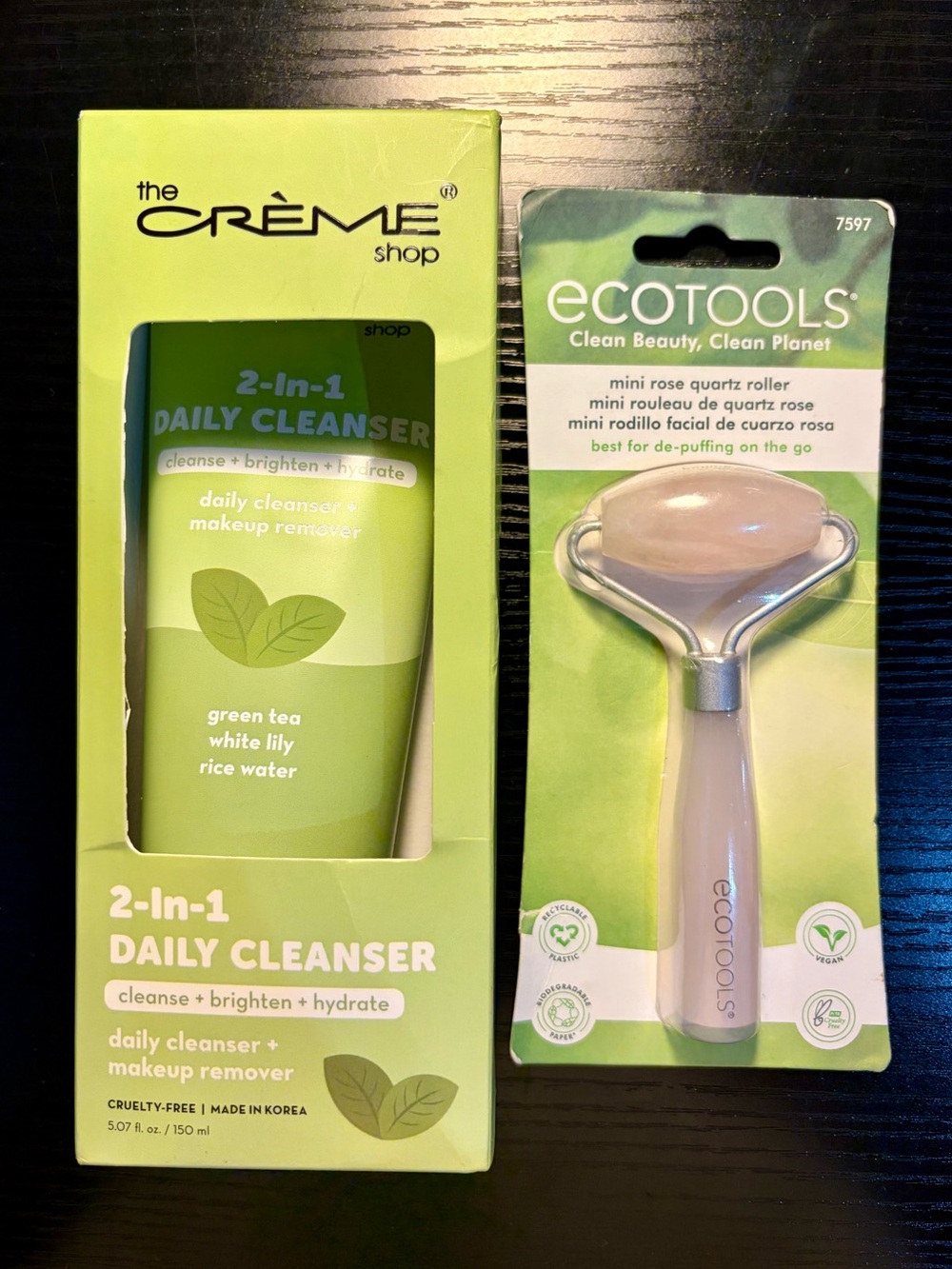 The Creme Shop Cleanser & EcoTools Rose Quartz Roller Skincare Bundle NWT 🌸